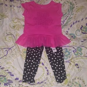 NWT Tulle Peplum Top and Printed Leggings
